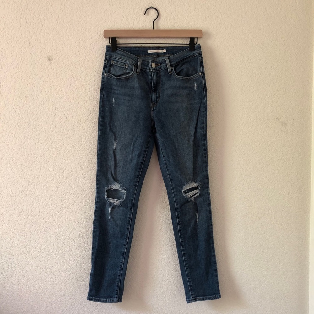 Levi's Distressed 721 High Rise Skinny Jeans